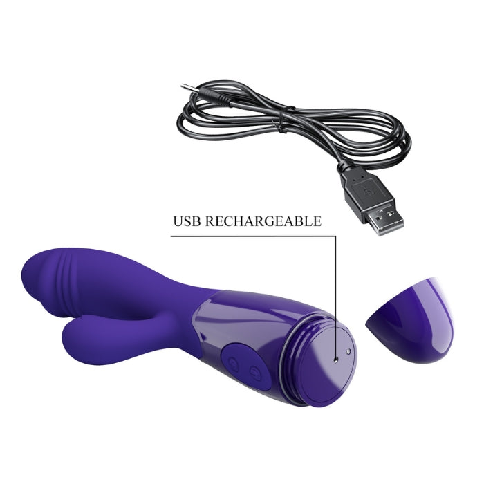 Pretty Love Snappy Youth Rabbit Vibrator in blue with purple silicone USB rechargeable tip