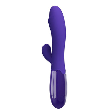 Pretty Love Snappy Youth Rabbit Vibrator in blue, glossy purple silicone