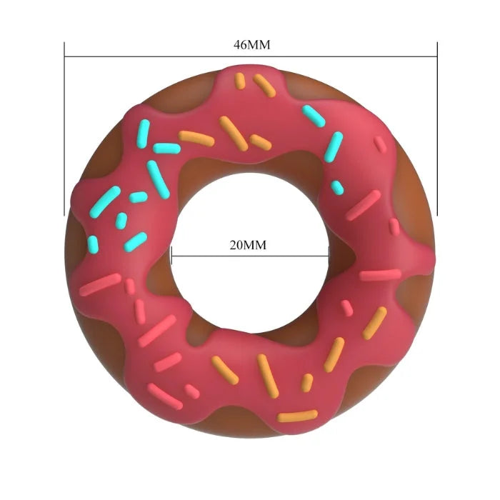 Pretty Love Super Donut pink berry cock ring with sprinkles traps blood flow