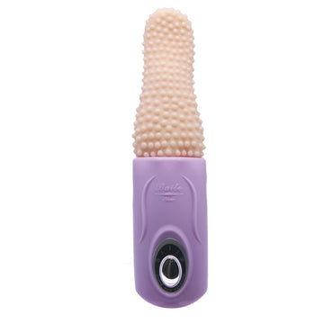 Pretty Love Tongue Vibrator in pink with purple silicone and textured beige tip