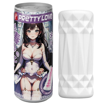 Pretty Love Vagina Pocket Size Can Masturbator in purple with white diamond silicone toy