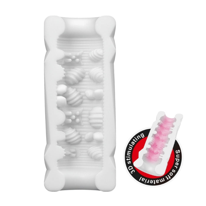 Pretty Love Vagina Pocket Size Brown Masturbator with White Silicone Bone Toy