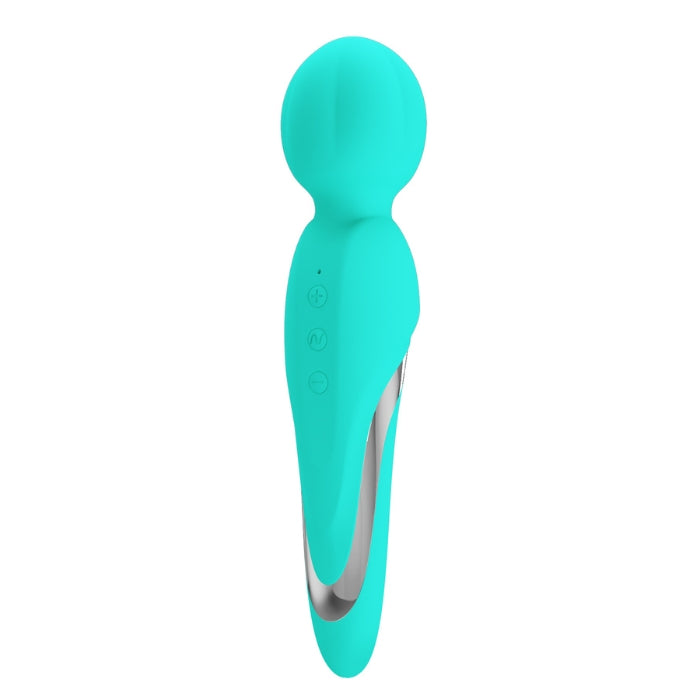 Pretty Love Walter Wand Massager in aqua with teal silicone and silver accents