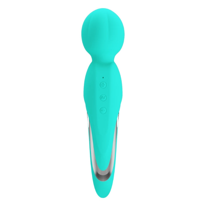 Pretty Love Walter Wand Massager in aqua with teal silicone and silver accents