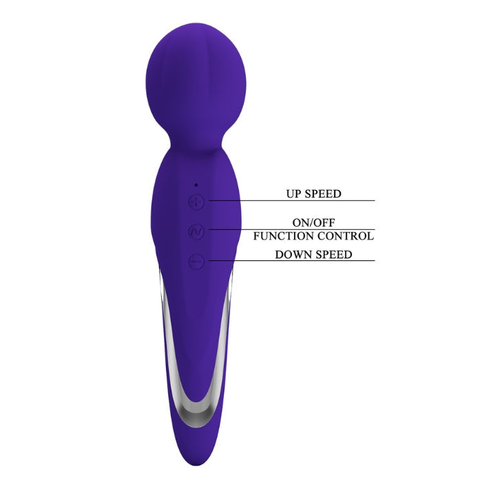 Pretty Love Walter Wand Massager in blue with purple silicone and silver accents