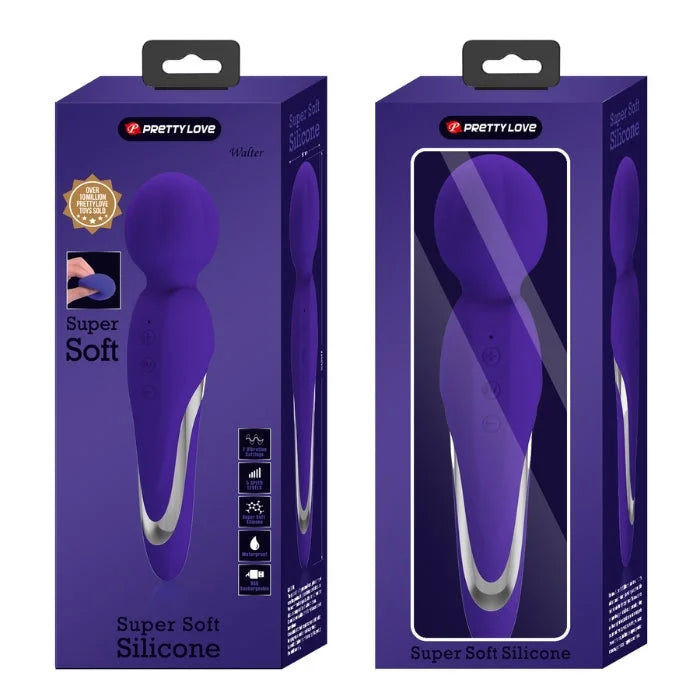 Pretty Love Walter Wand Massager in blue with purple silicone vibe