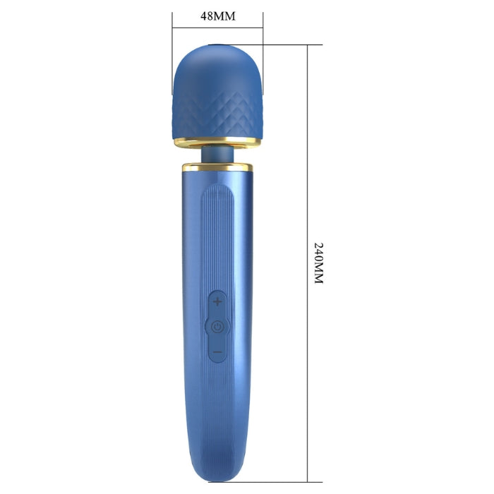 Pretty Love Wand Vibrator in blue with gold accents and textured grip