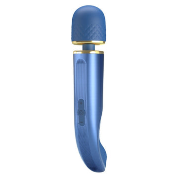 Pretty Love Wand blue silicone vibrator with gold accents and super-powerful motor