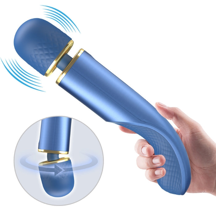 Pretty Love Wand Vibrator in blue silicone with gold accents
