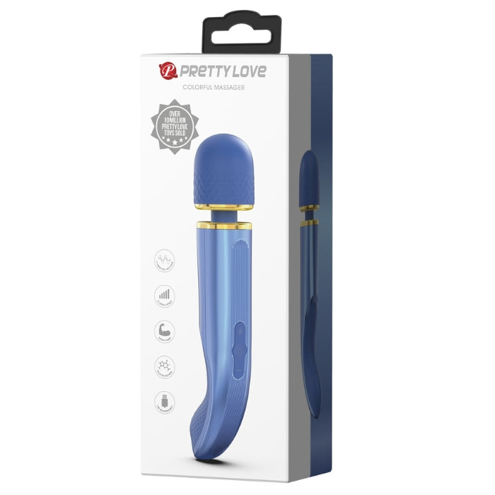 Pretty Love Wand Vibrator in blue with super-powerful motor packaging