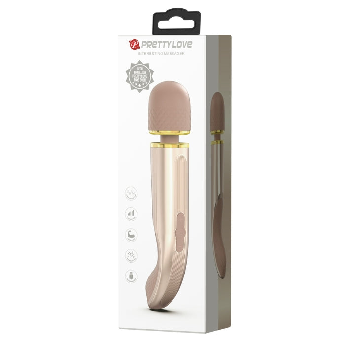 Pretty Love Wand Vibrator in rose gold with sleek beige curved design