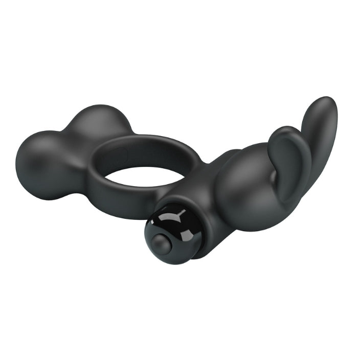 Black Pretty Love Yusuf cock ring with flexible rabbit ears