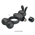 Pretty Love Yusuf black silicone rabbit cock ring with flexible ears