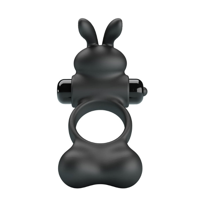 Black Pretty Love Yusuf cock ring with flexible rabbit ears