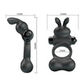 Black Pretty Love Yusuf cock ring vibrator with flexible rabbit ears