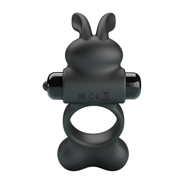 Pretty Love Yusuf black cock ring with flexible rabbit ears