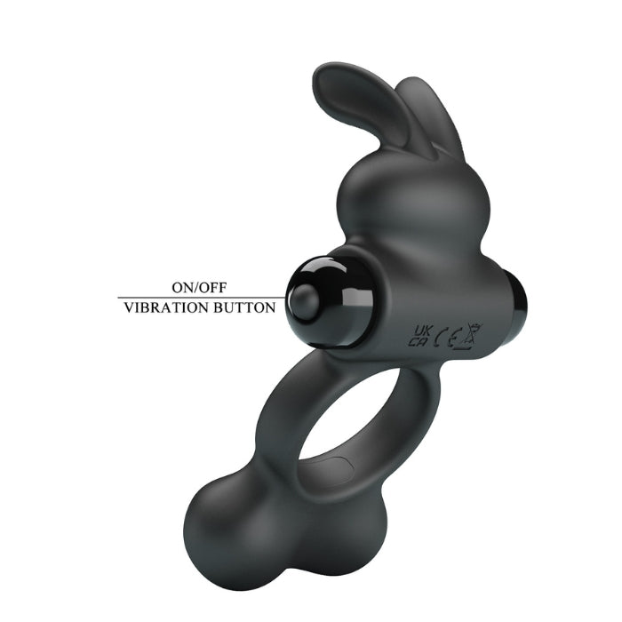 Black Pretty Love Yusuf rabbit cock ring with flexible rabbit ears