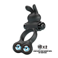 Pretty Love Yusuf black silicone cock ring with flexible rabbit ears