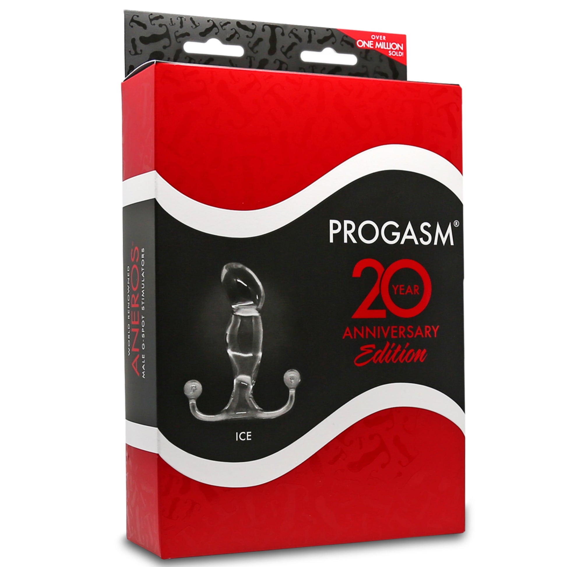 Clear glass male g-spot stimulator prostate aneros progasm ice with sleek curved design and two rounded ends fda approved