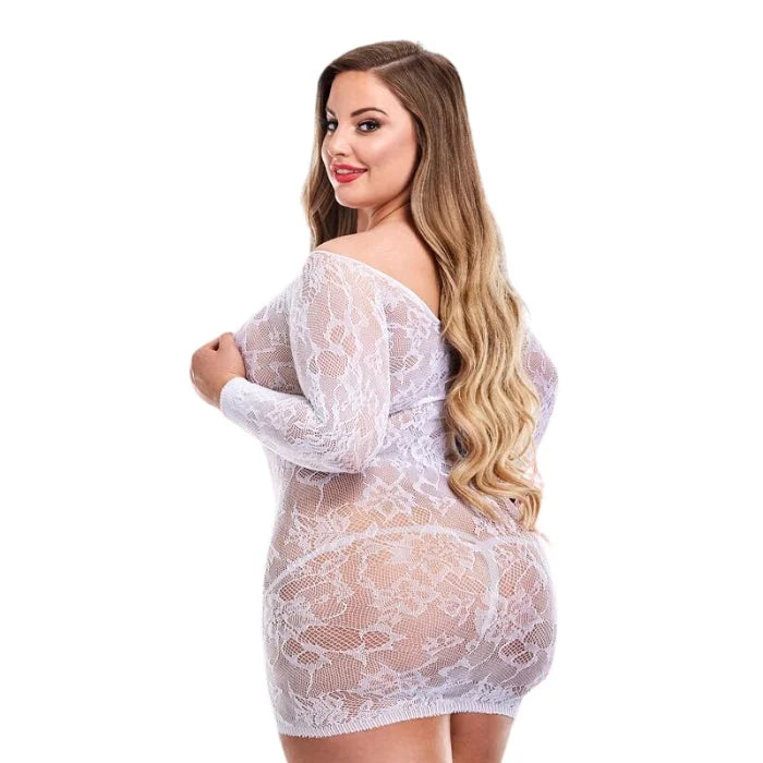 Lady Jane Adult Sex Shop | Queen Lapdance Lace Off the Shoulders Mini Dress White
