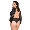 This Stretch Lace Bodysuit Teddy is a stunning piece of lingerie designed to make you feel sexy and confident. The bodysuit is made of stretchy lace material that hugs your curves and features long bell-shaped sleeves and a sexy open back design, which is sure to turn heads. The adjustable neck closure ensures a comfortable fit while highlighting your neckline and adding an extra touch of allure to the piece. Queen size suitable for 70kgs and above.