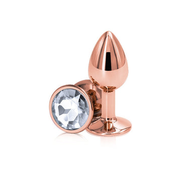 Lady Jane Adult Sex Shop | Rear Assets Rose Gold Anal Plug with Clear Stone Round - Small