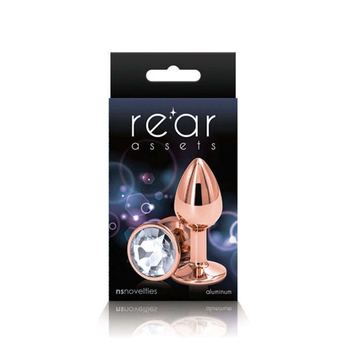 Lady Jane Adult Sex Shop | Rear Assets Rose Gold Anal Plug with Clear Stone Round - Small