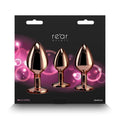 This dazzling anal trainer kit includes three chrome-plated round jewel plugs in graduated sizes, shaped for effortless penetration. Ideal for training solo or with a partner, these are body safe and available in a variety of colors, shapes, and sizes. Suitable with all lubricants.