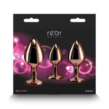 This dazzling anal trainer kit includes three chrome-plated round jewel plugs in graduated sizes, shaped for effortless penetration. Ideal for training solo or with a partner, these are body safe and available in a variety of colors, shapes, and sizes. Suitable with all lubricants.