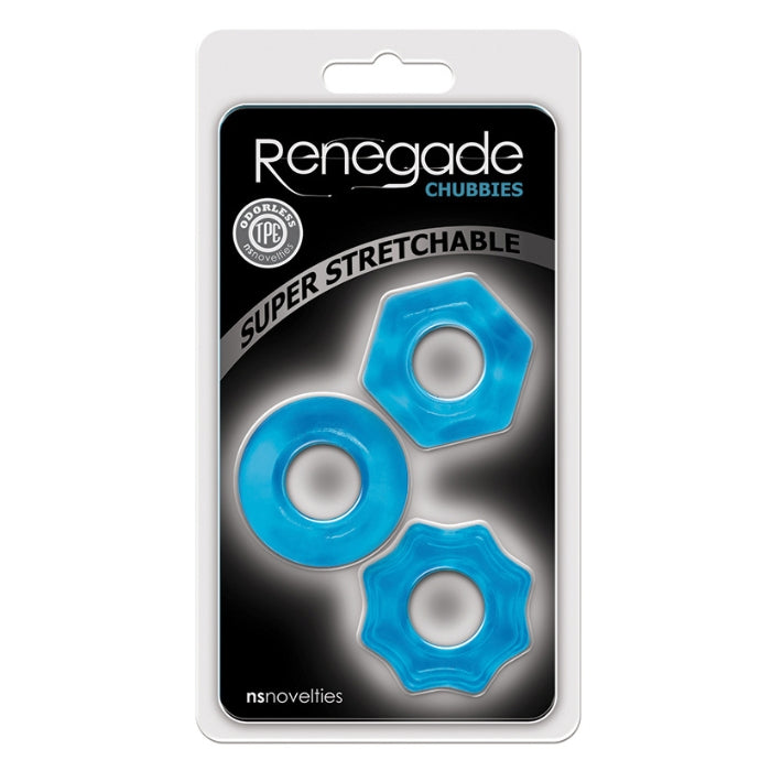 Lady Jane Adult Sex Shop | Renegade Chubbies Cock Ring set - Blue (3)
