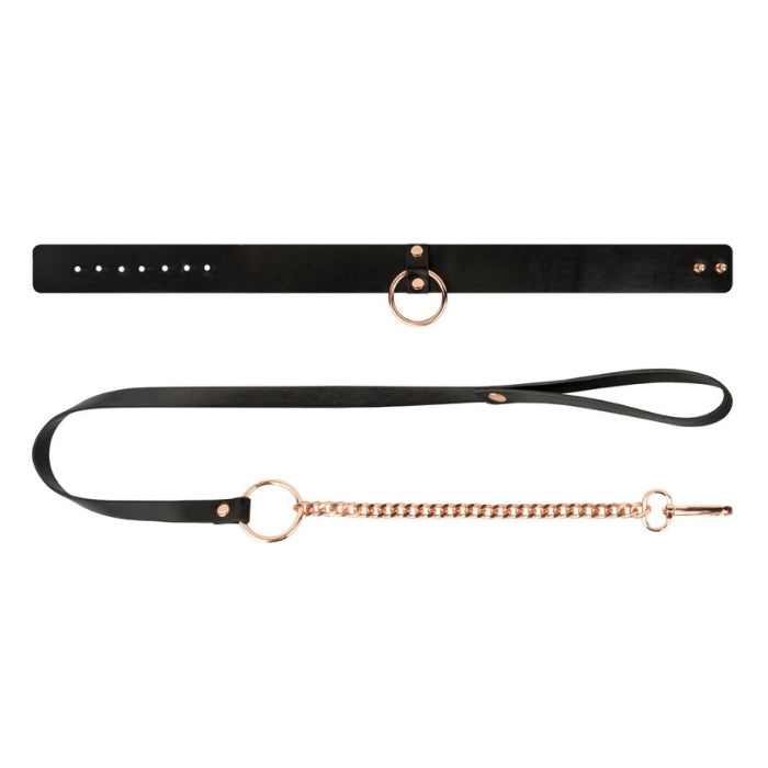 Lady Jane Adult Sex Shop | Rosy Gold Collar with Leash