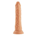 Peach-colored silicone rotating femme funn vibrating dildo with realistic texture and powerful vibration modes