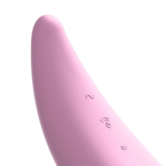 Pink Satisfyer Curvy 3+ app toy with air pulse technology, curved design