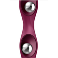 Satisfyer Double Ball-R Red maroon silicone anal stimulator with suction cup base