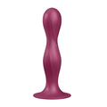 Satisfyer Double Ball-R Red magenta silicone anal stimulator with suction cup base