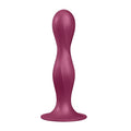 Satisfyer Double Ball-R Red magenta silicone anal stimulator with suction cup base