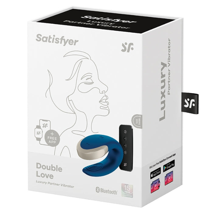 Satisfyer Double Love Blue is a couple vibrator. The details on Double Love are made of high-quality, real metal gives your lovemaking a touch of luxury. The vibrator is U-shaped and equipped with two powerful and almost silent motors. The inner part stimulates both the G-spot and the glans and the outer part stimulates the clitoris. Double Joy is waterproof and made of 100% body-safe silicone. It can be controlled by the satisfyer app as well.