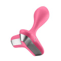 Pink and silver electric nail file with ergonomic handle design for precise prostate stimulation and tapered tip use