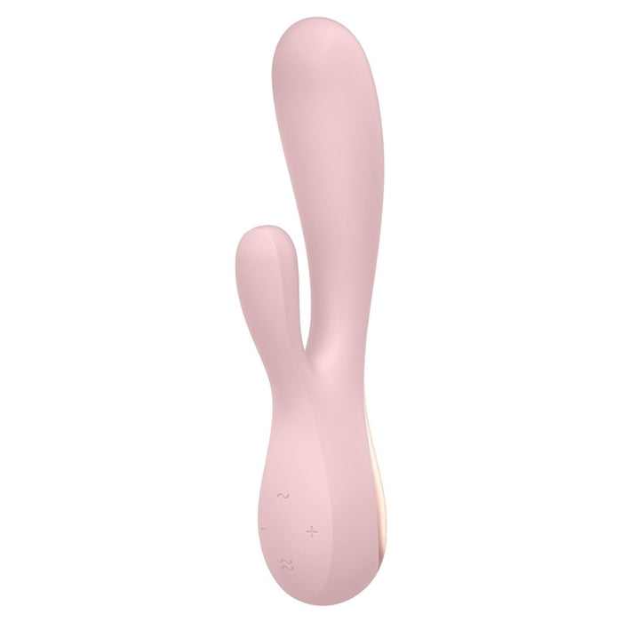 The Satisfyer Mono Flex stimulates both the clitoris and G-Spot with sensual vibrations – also via app control! The rabbit vibrator is made of high-quality, flexible silicone, that transmits intense vibrations to your hot spots. The vibrations can be controlled intuitively via the control panel or the free Satisfyer Connect App. You can control the Mono Flex remotely via the app and can also create new vibration programs or link the vibrator with your favourite playlist on Spotify.