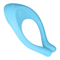 Light blue C-shaped silicone device from Satisfyer Multifun 1 Partner Vibrator, offers stimulating options