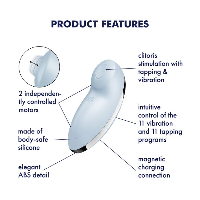 Satisfyer Tap & Climax 2 Blue vibrator with vibration modes, tapping programs