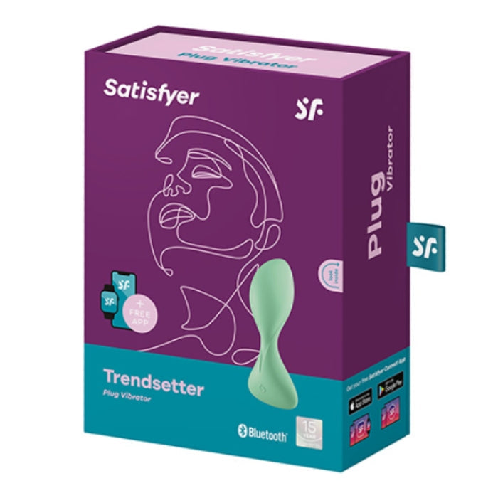 Satisfyer trendsetter vibrating anal plug in light green silicone with ergonomic design and app controlled prostate stimulation