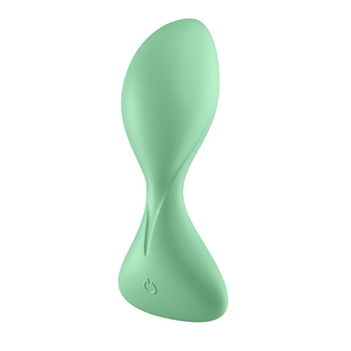Satisfyer Trendsetter vibrating anal plug in light green silicone with ergonomic design and power button for prostate stimulation