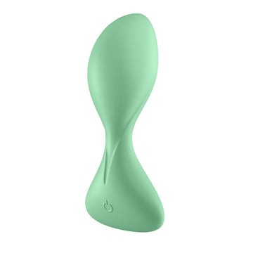 Satisfyer Trendsetter vibrating anal plug in light green silicone with ergonomic design and power button for prostate stimulation