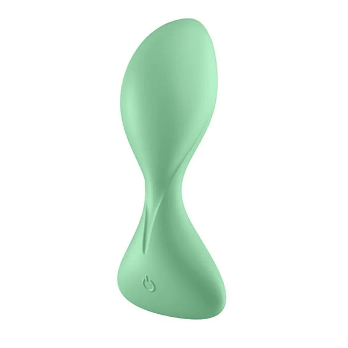 Satisfyer Trendsetter vibrating anal plug in light green silicone with ergonomic design and power button for prostate stimulation
