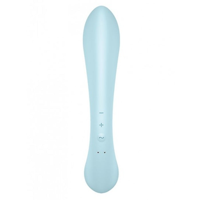 Satisfyer Triple Oh Vibrator in light blue for simultaneous G-spot and clitoral stimulation