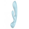 Satisfyer Triple Oh Vibrator in light blue for simultaneous G-spot and clitoral stimulation