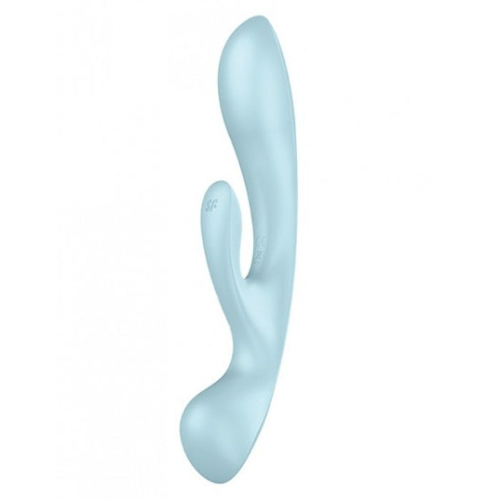 Satisfyer Triple Oh Vibrator in light blue for simultaneous G-spot and clitoral stimulation