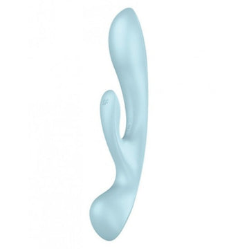 Satisfyer Triple Oh Vibrator in light blue for simultaneous G-spot and clitoral stimulation