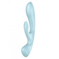 Satisfyer Triple Oh Vibrator in light blue for simultaneous G-spot and clitoral stimulation